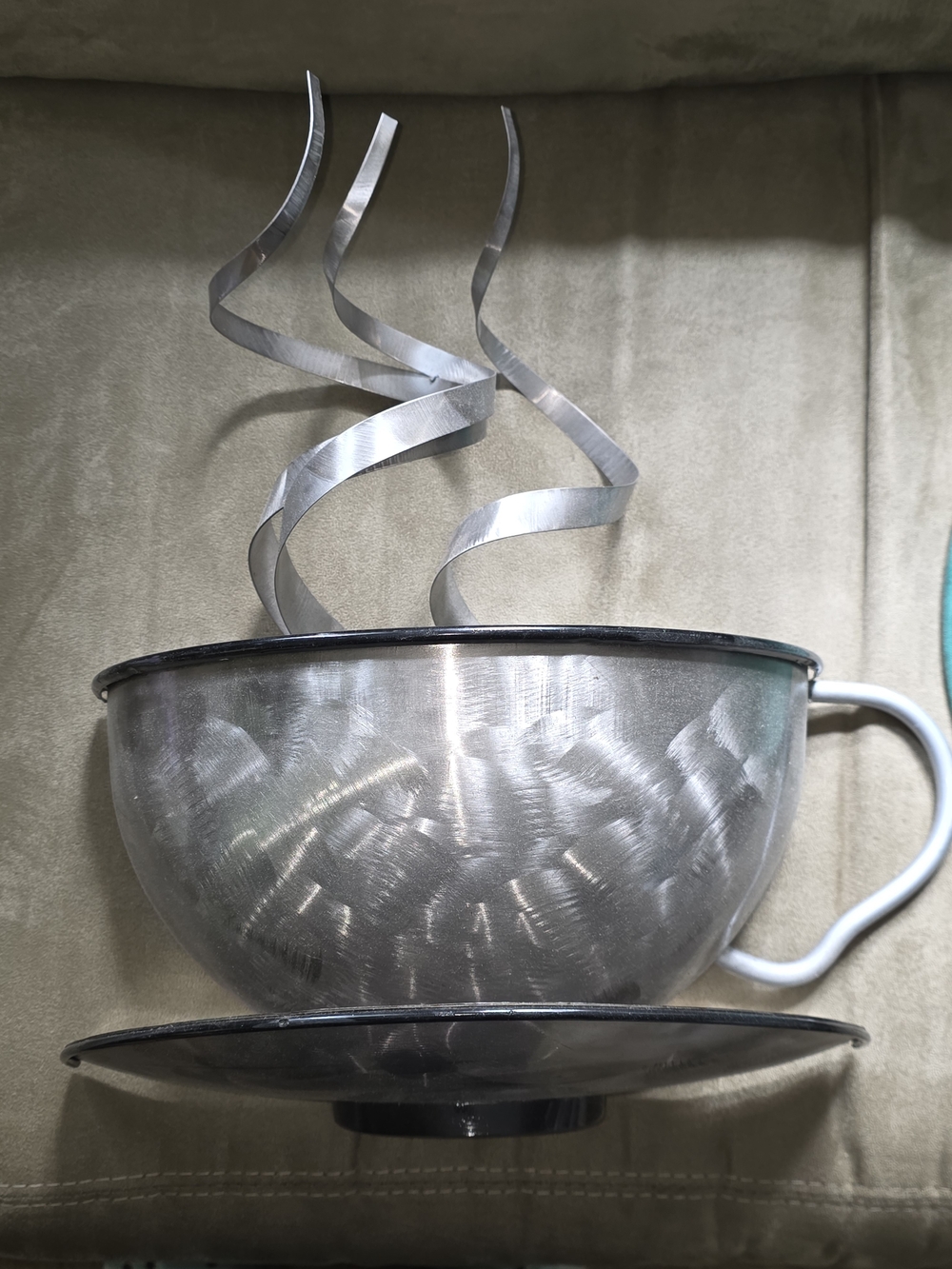 Stainless Steel Decorative Teacup Wall Art - Silver